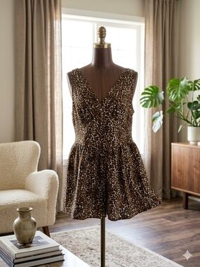American Eagle Outfitters Leopard Print Romper - Brown & Black